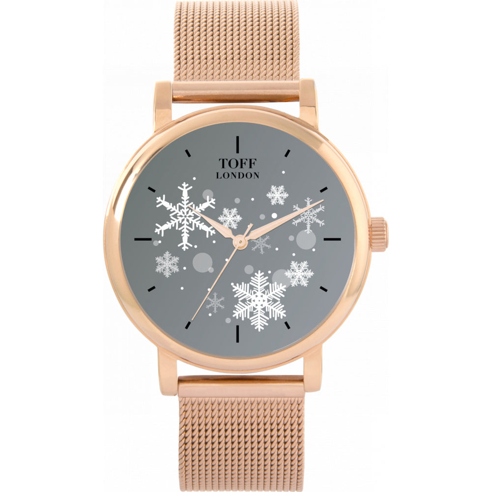 Ladies Christmas Grey Snowflake Watch