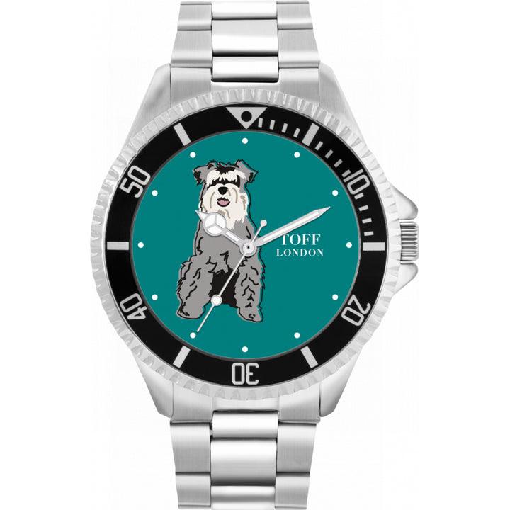 Mens Grey Miniature Schnauzer Dog Watch