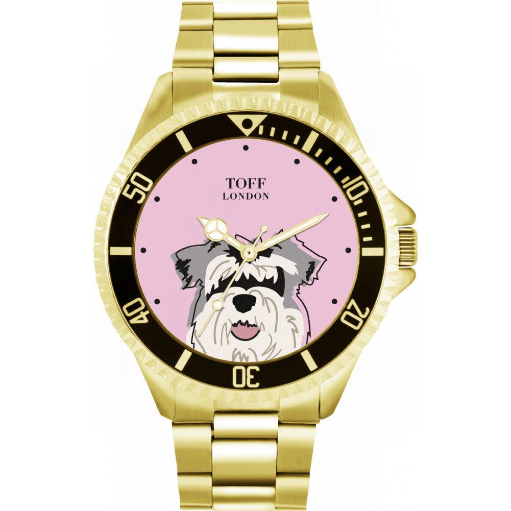 Mens Grey Miniature Schnauzer Dog Head Watch