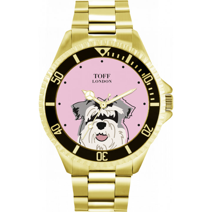 Mens Grey Miniature Schnauzer Dog Head Watch