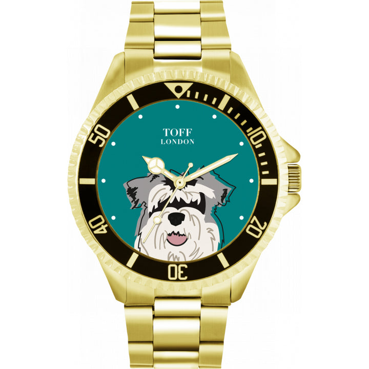 Mens Grey Miniature Schnauzer Dog Head Watch