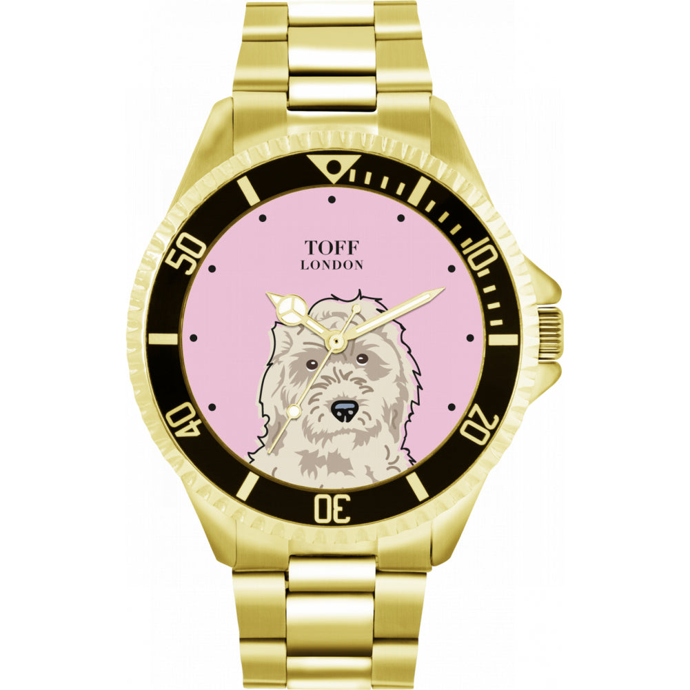 Mens White Cockapoo Dog Head Watch