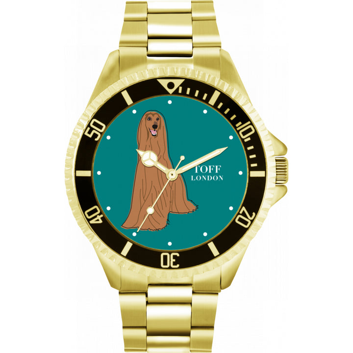 Mens Brown Afghan Hound Dog Watch