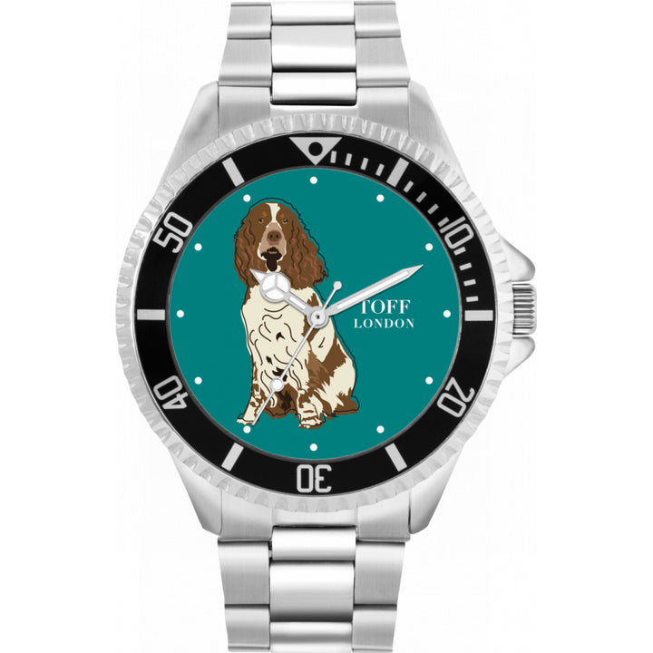 Mens Brown And White Springer Spaniel Dog Watch