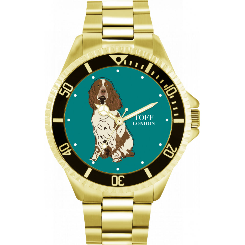 Mens Brown And White Springer Spaniel Dog Watch