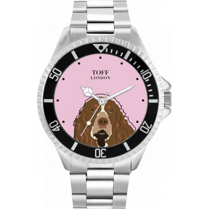 Mens Brown And White Springer Spaniel Dog Head Watch