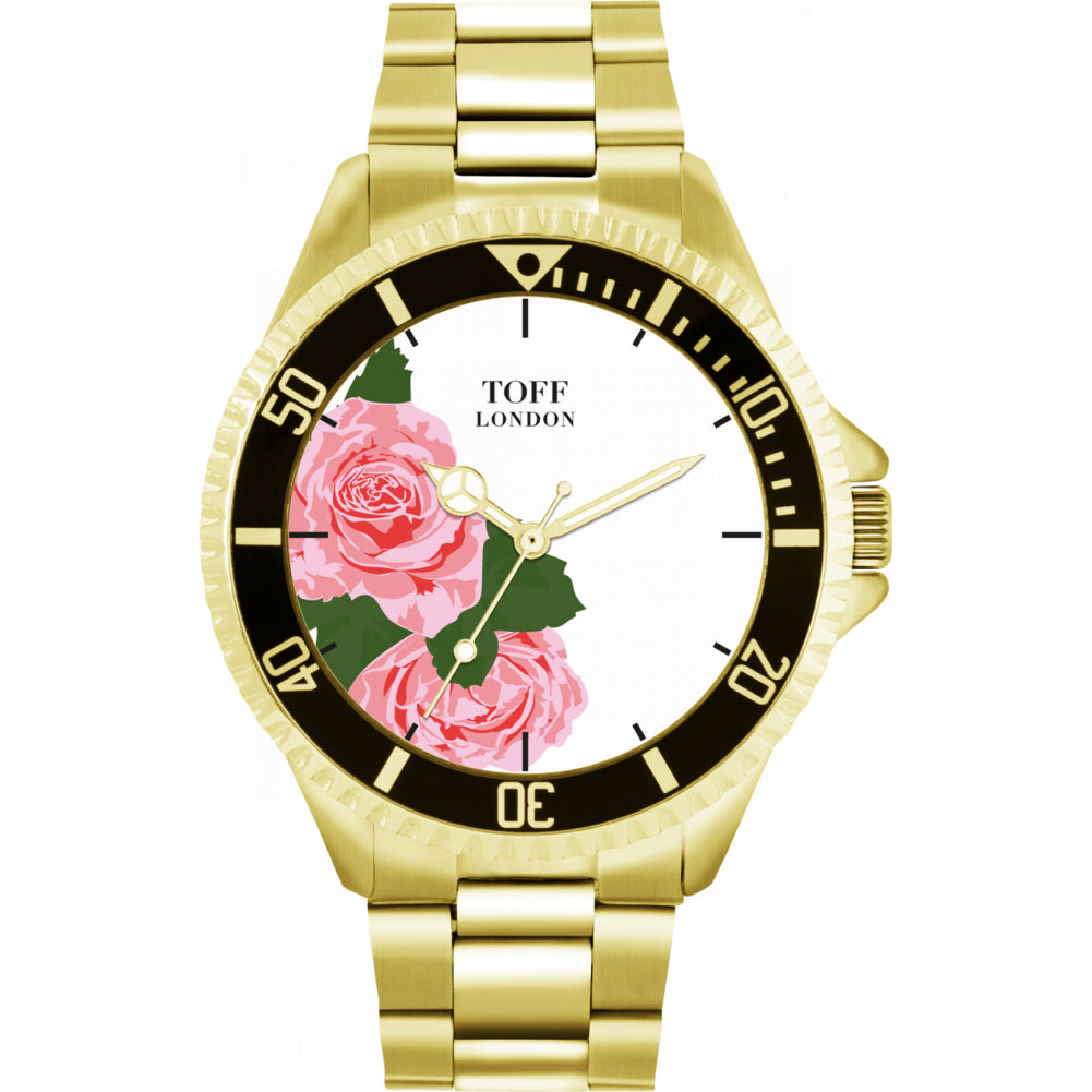 Mens Pink Rose Flower Watch