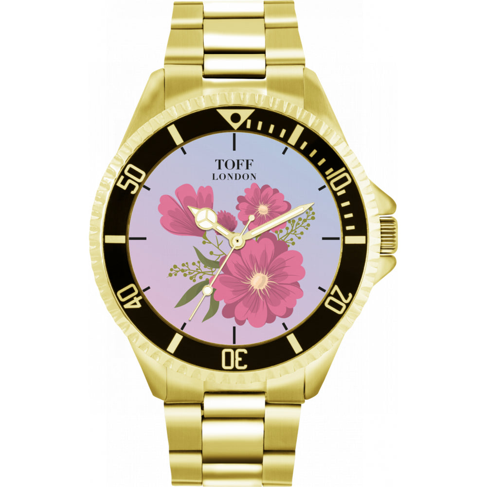 Mens Pink Gerbera Flower Watch
