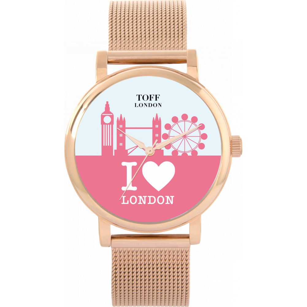 Ladies Pink London City Skyline Watch