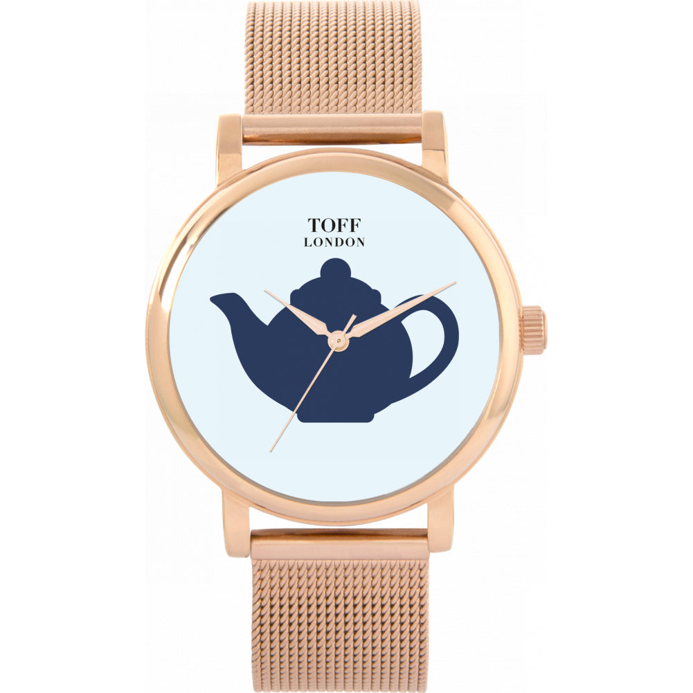 Ladies Blue Teapot Watch