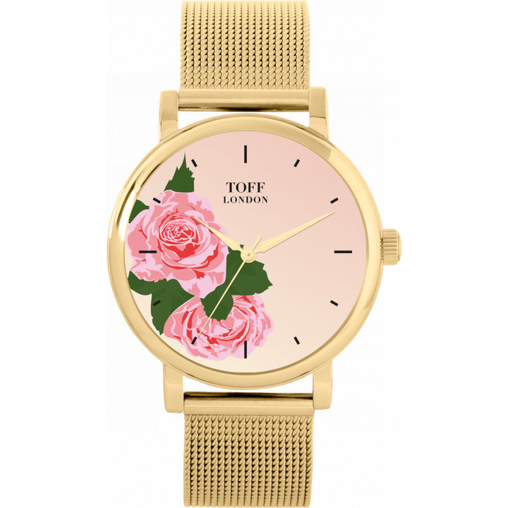 Ladies Pink Rose Flower Watch