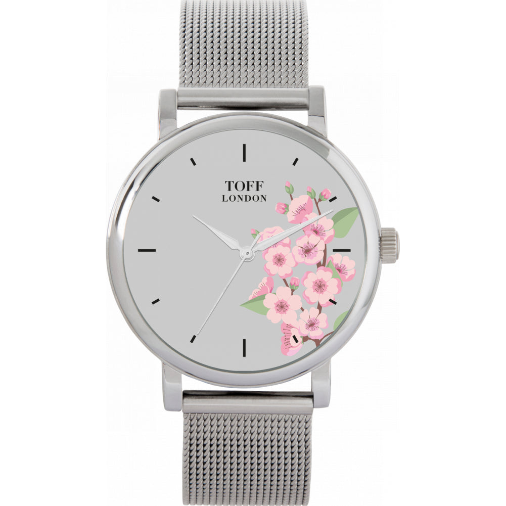 Ladies Pink Cherry Blossom Flower Watch