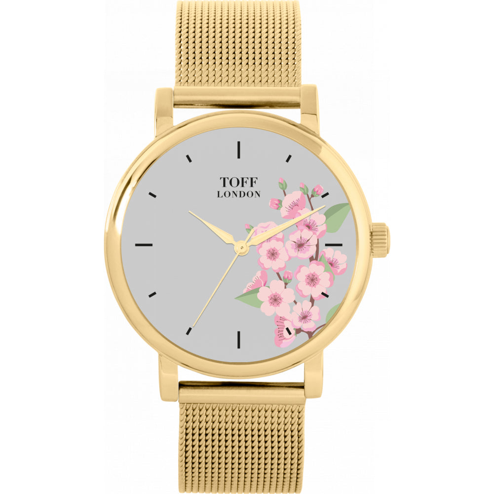 Ladies Pink Cherry Blossom Flower Watch