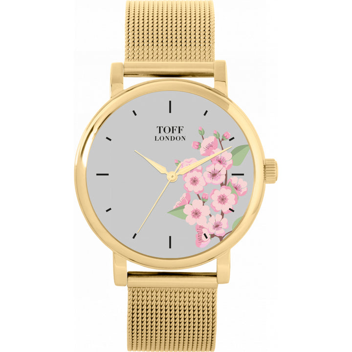 Ladies Pink Cherry Blossom Flower Watch