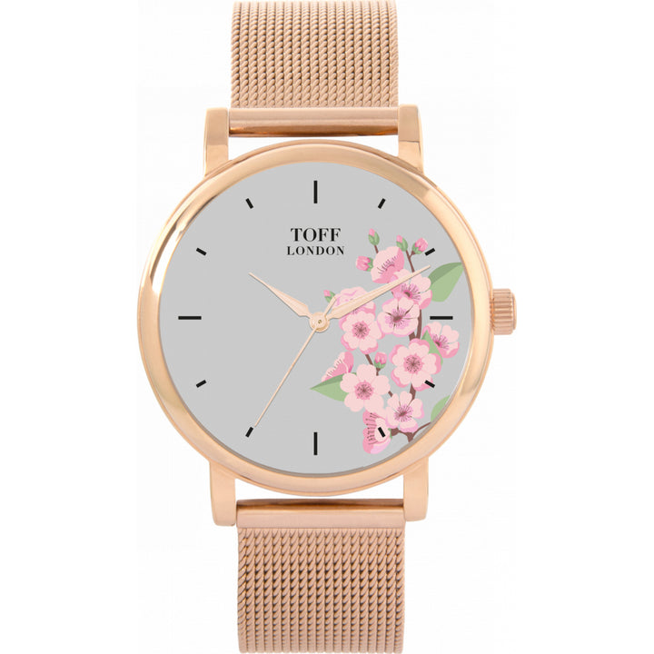 Ladies Pink Cherry Blossom Flower Watch