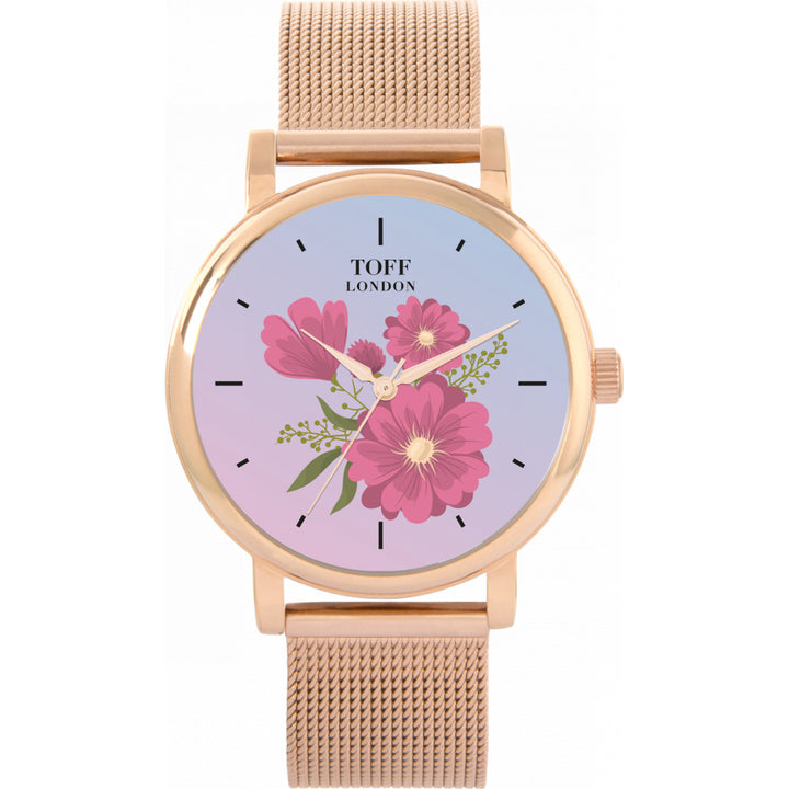 Ladies Pink Gerbera Flower Watch