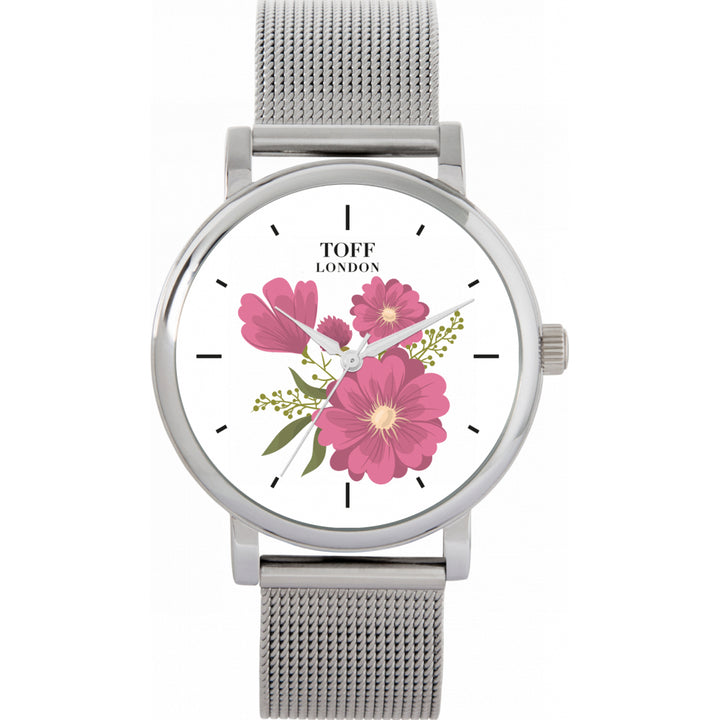 Ladies Pink Gerbera Flower Watch