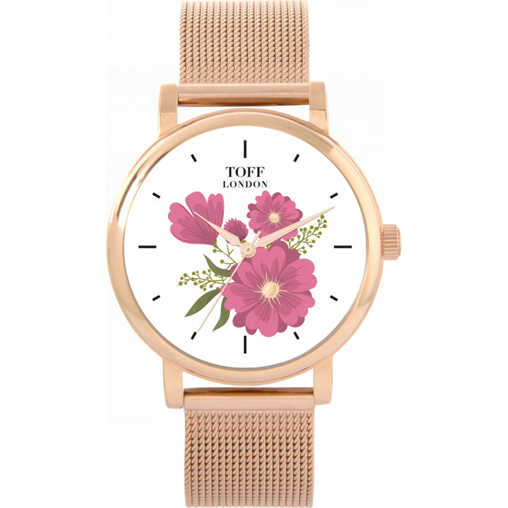 Ladies Pink Gerbera Flower Watch