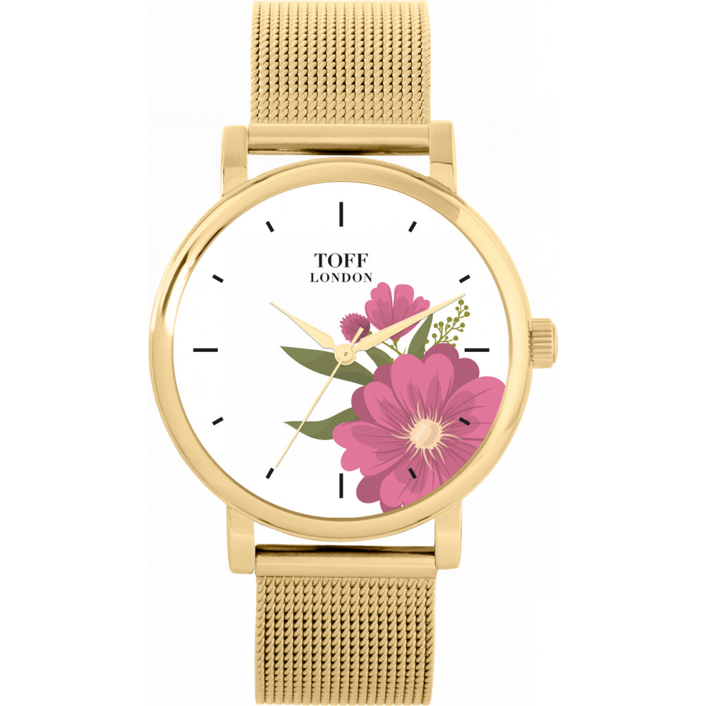 Ladies Pink Gerbera Flower Watch