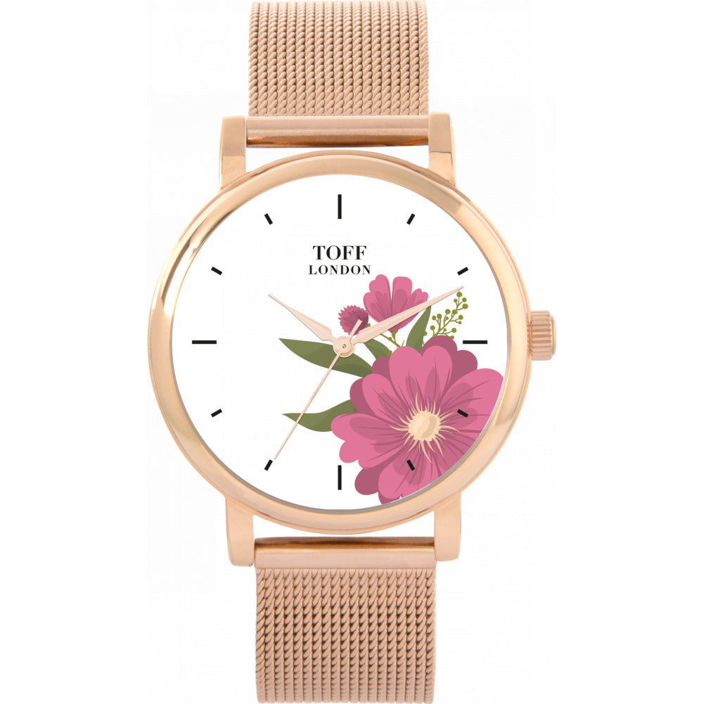 Ladies Pink Gerbera Flower Watch