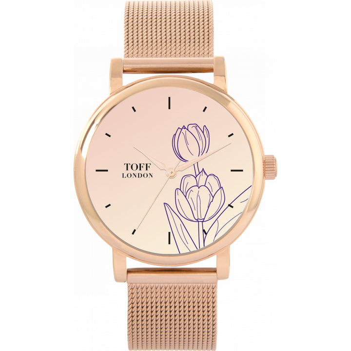 Ladies Purple Tulip Flower Watch