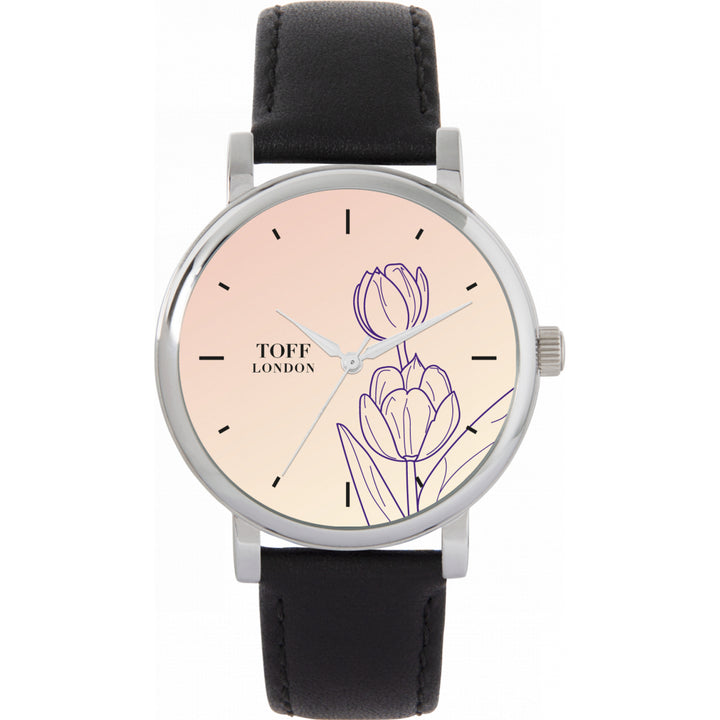 Ladies Purple Tulip Flower Watch