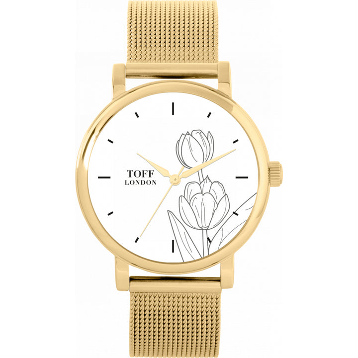Ladies Grey Tulip Flower Watch