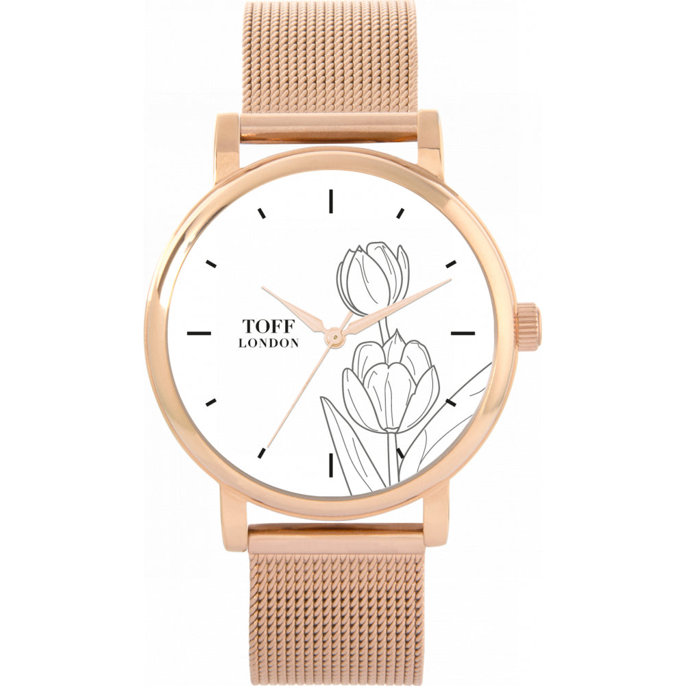 Ladies Grey Tulip Flower Watch