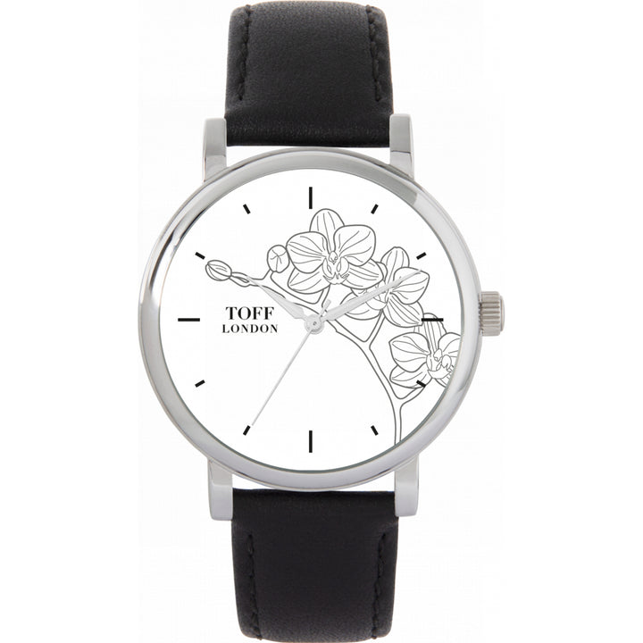 Ladies Grey Orchid Flower Watch