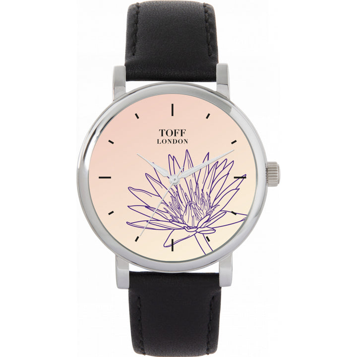 Ladies Purple Water Lilies Flower Watch
