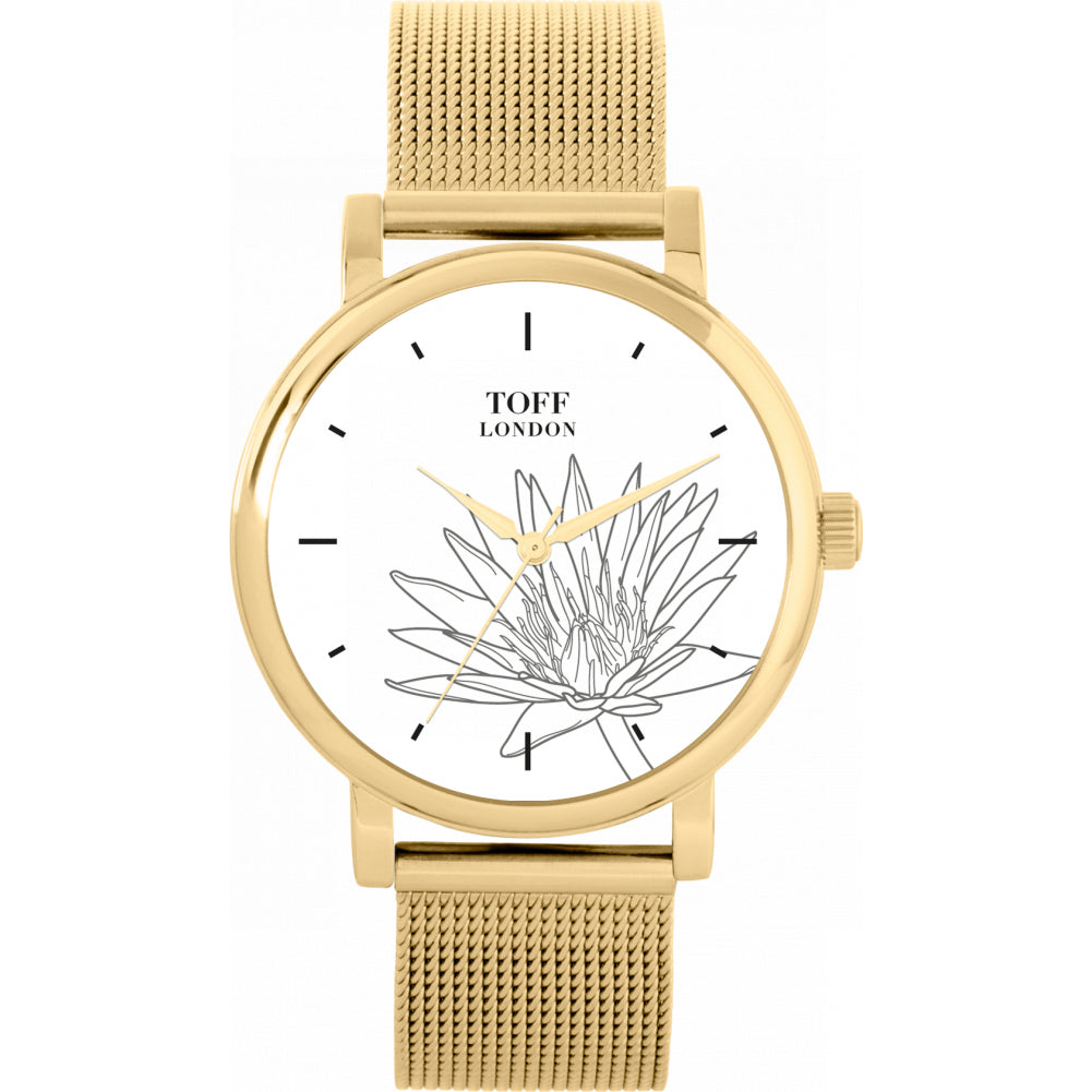 Ladies Grey Water Lilies Flower Watch