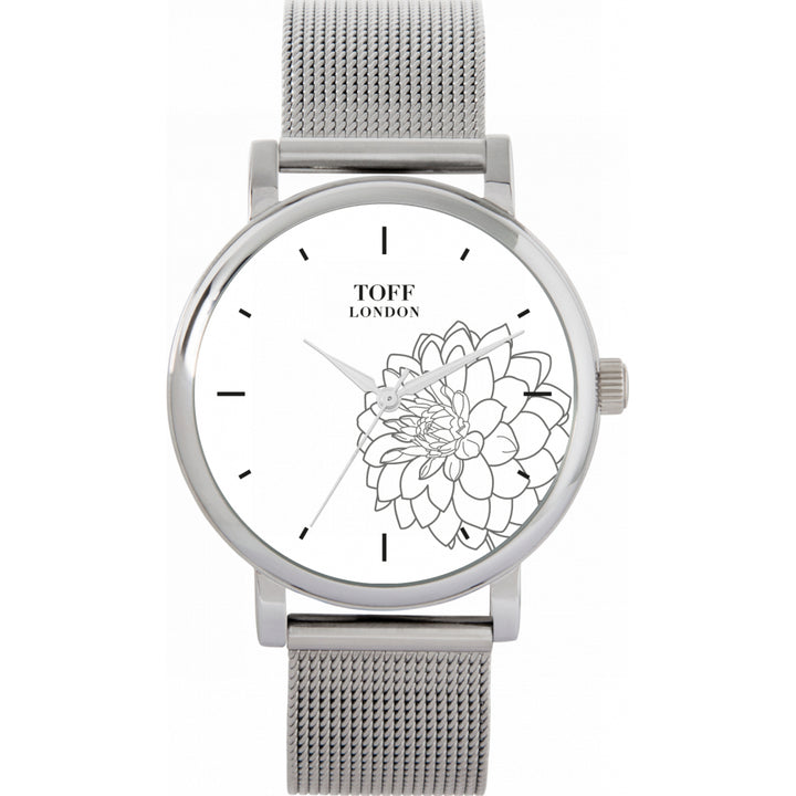 Ladies Grey Dahlia Flower Watch