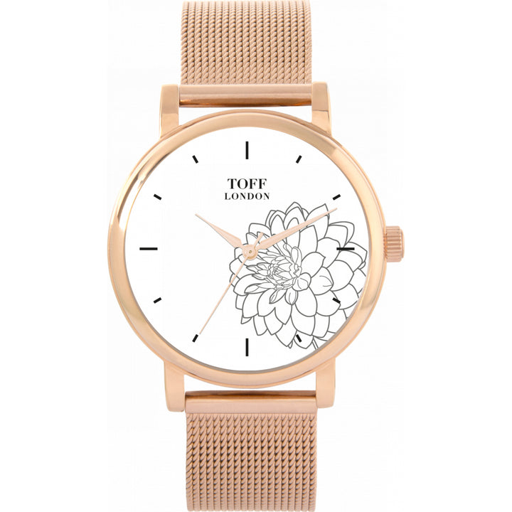 Ladies Grey Dahlia Flower Watch
