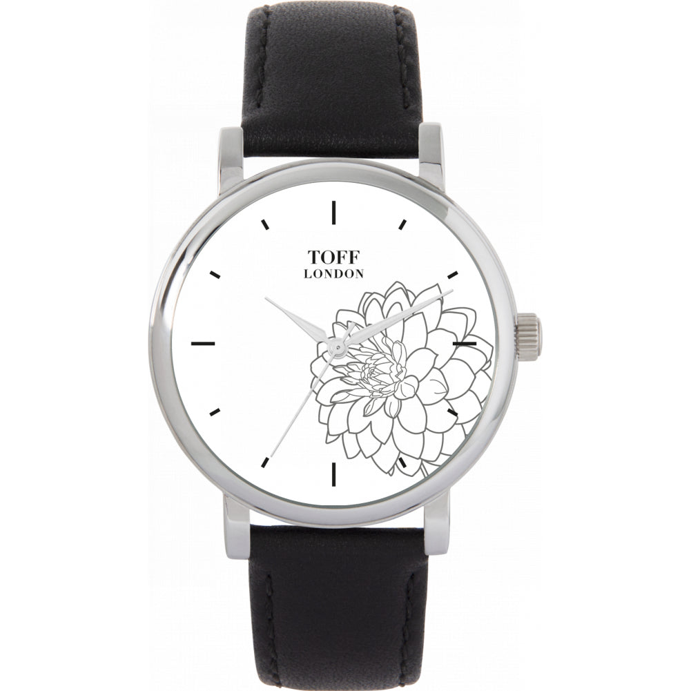 Ladies Grey Dahlia Flower Watch