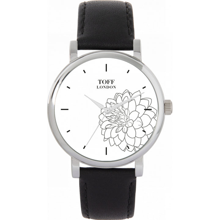 Ladies Grey Dahlia Flower Watch