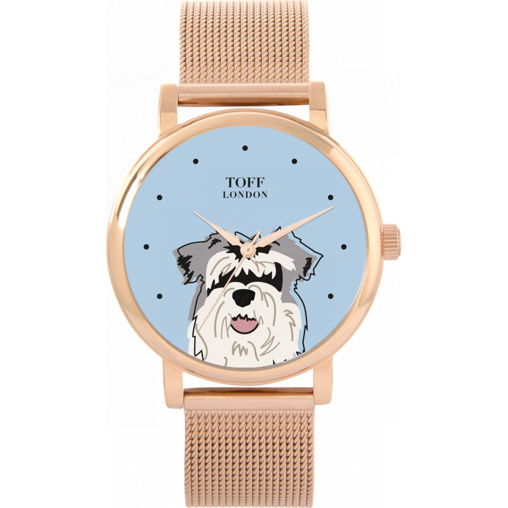 Ladies Grey Miniature Schnauzer Dog Head Watch