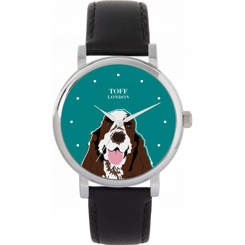 Ladies Brown And White Cocker Spaniel Dog Head Watch