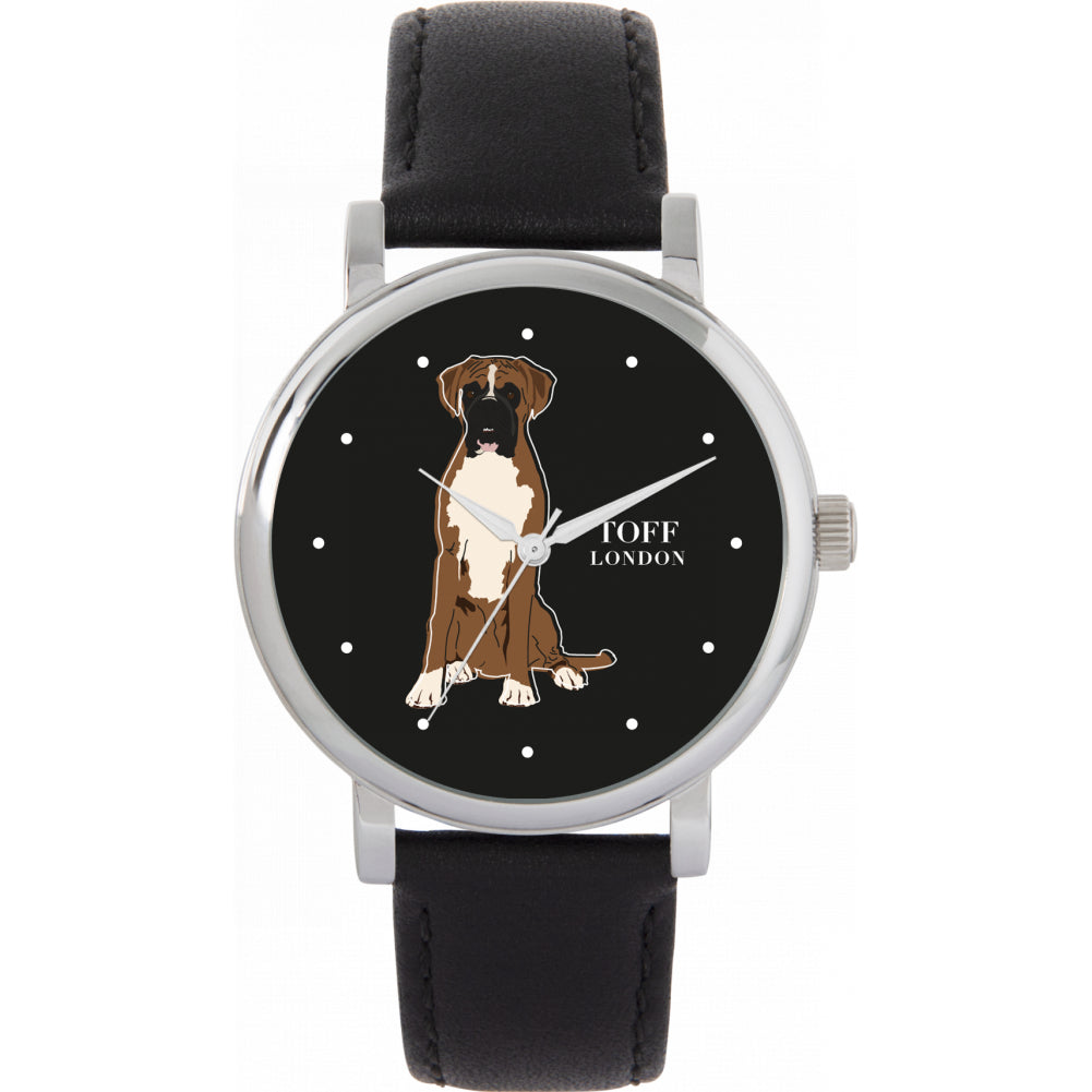 Ladies Brown And White Boxer Dog Watch