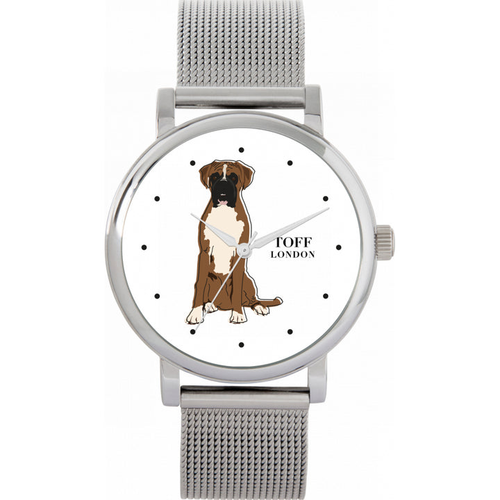 Ladies Brown And White Boxer Dog Watch