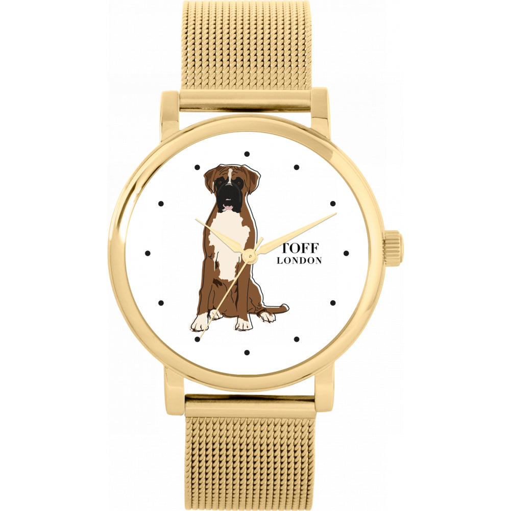 Ladies Brown And White Boxer Dog Watch