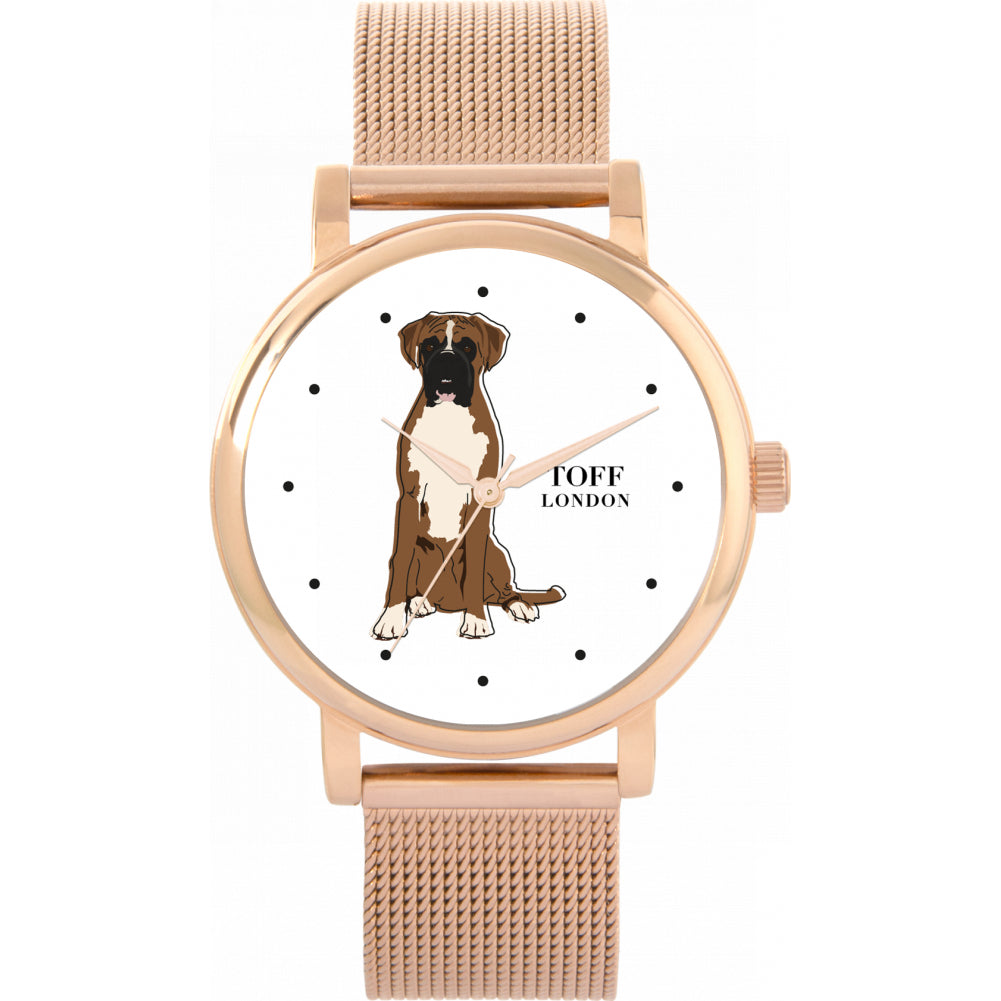 Ladies Brown And White Boxer Dog Watch