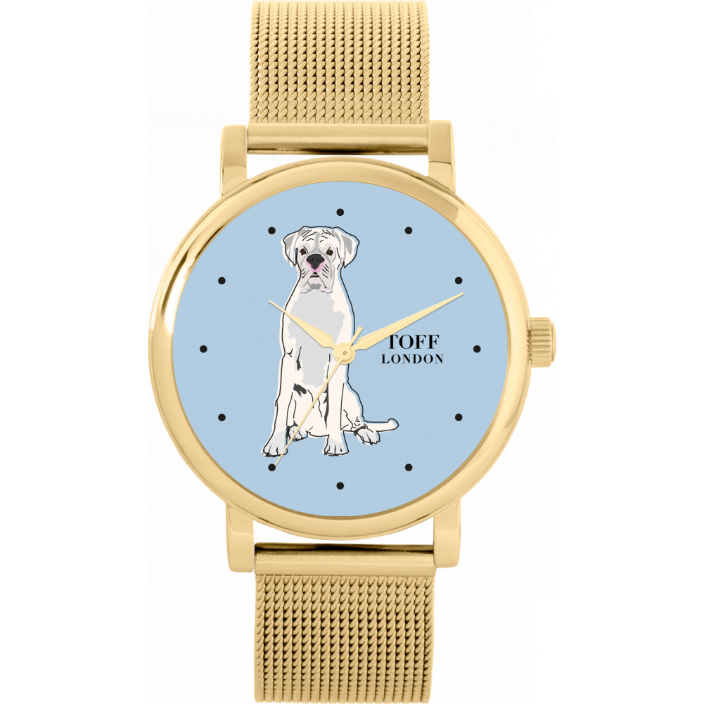 Ladies White Boxer Dog Watch