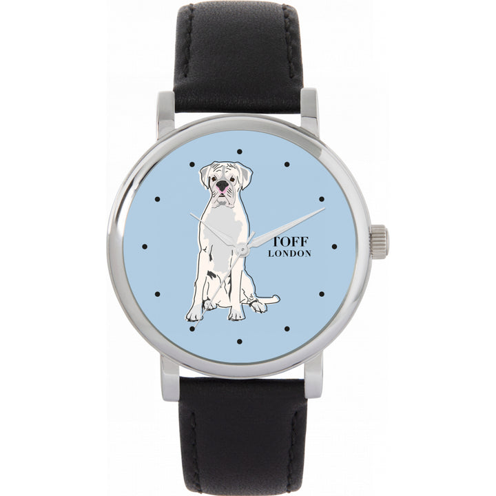 Ladies White Boxer Dog Watch