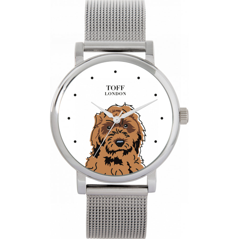 Ladies Brown Cockapoo Dog Head Watch