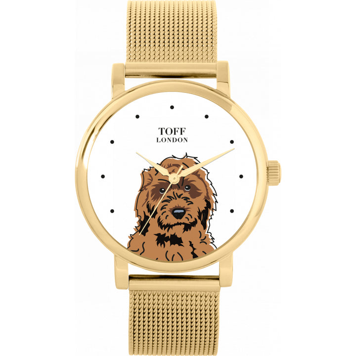 Ladies Brown Cockapoo Dog Head Watch
