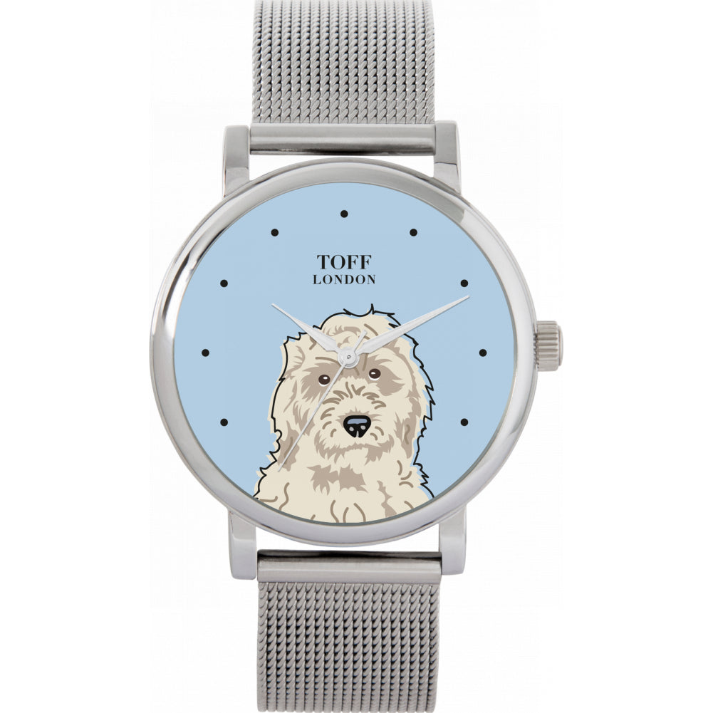 Ladies White Cockapoo Dog Head Watch