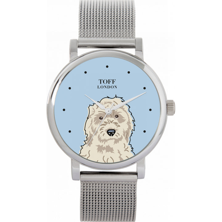 Ladies White Cockapoo Dog Head Watch