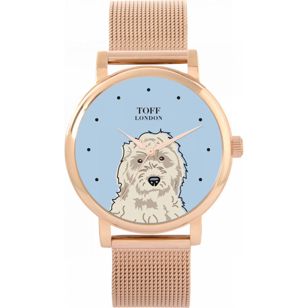 Ladies White Cockapoo Dog Head Watch