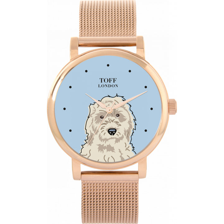 Ladies White Cockapoo Dog Head Watch