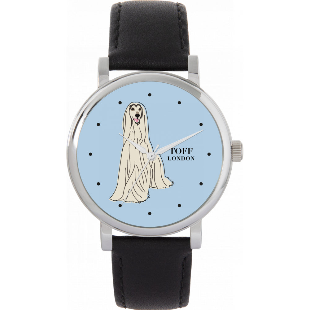Ladies White Afghan Hound Dog Watch